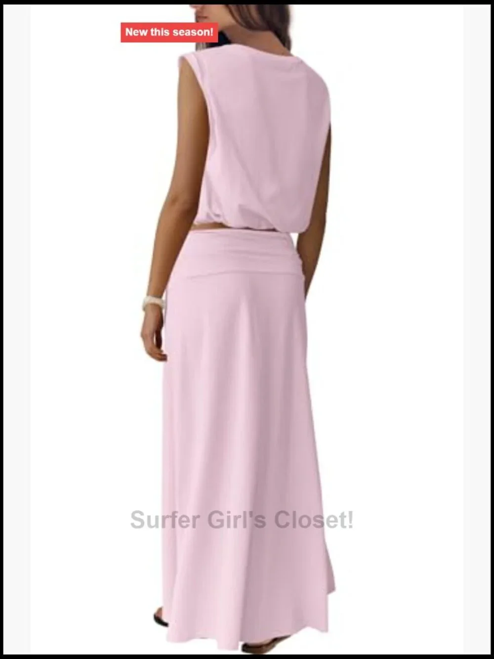 Women's 2 Piece Skirt Set Sleeveless Tank Top Maxi Skirt Travel Outfit
